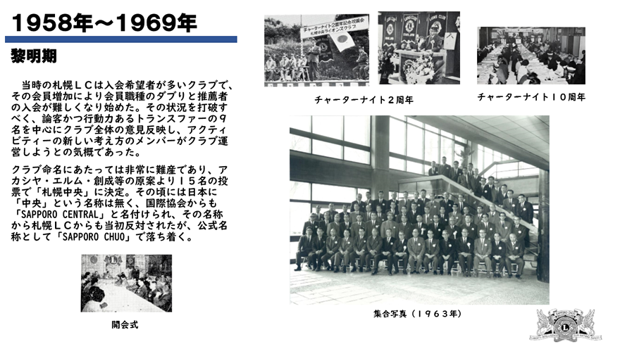 1958年～1969年 黎明期 1